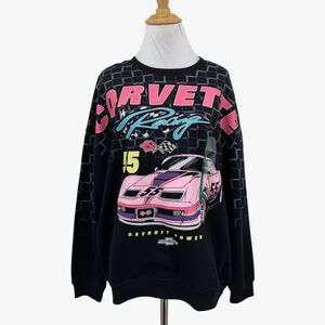 Corvette Racing Sweatshirt Womens M Medium Black Fleece Lined GM General Motors